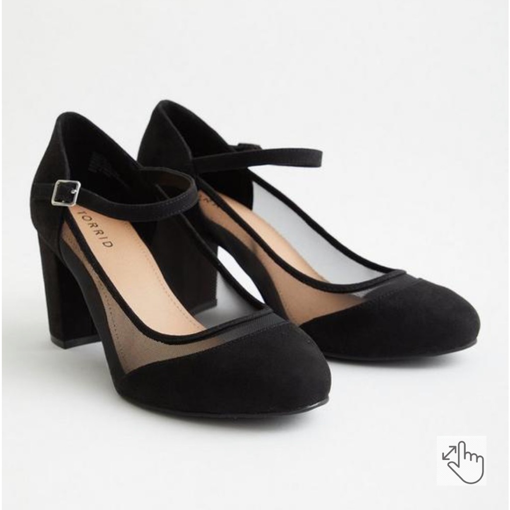 Torrid 9WW 9 WW Black Mesh Mary Jane Heels
